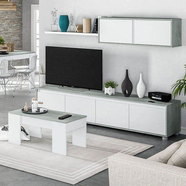 Simons Concrete Grey and White TV Entertainment Cabinet: Modern Storage Solution - UK Luxury Furniture